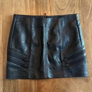 Blank NYC Leather Mini Skirt with Zipper Detail
